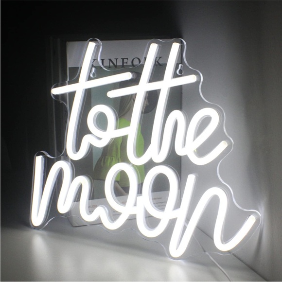 To The Moon White Neon Light Wall Shelf Party Bedroom Decoration Gift/Present - Picture 7 of 7
